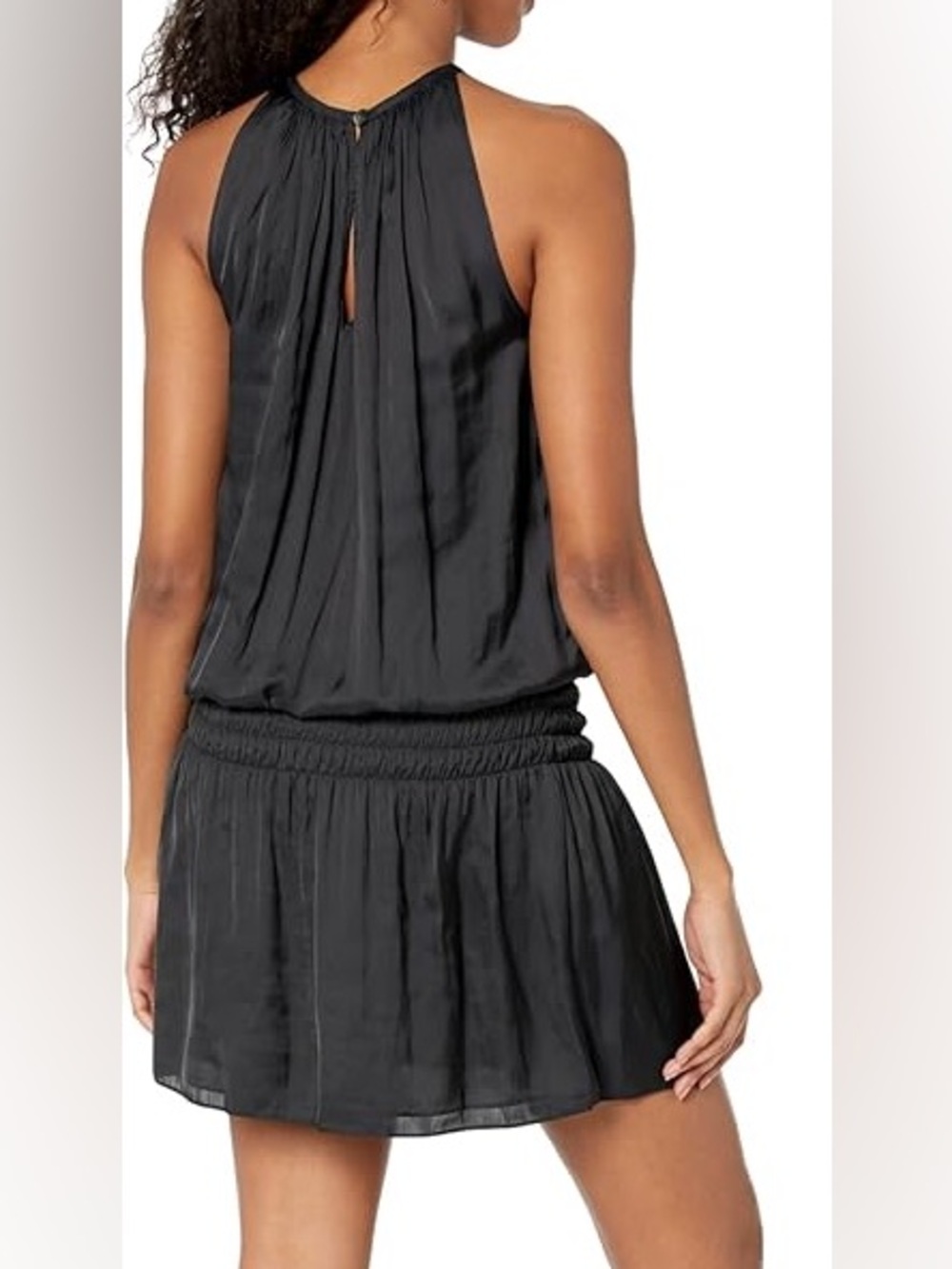 Ramy Brook Paris Sleeveless Drop Waisted Mini Dress in Black - Picture 2 of 4